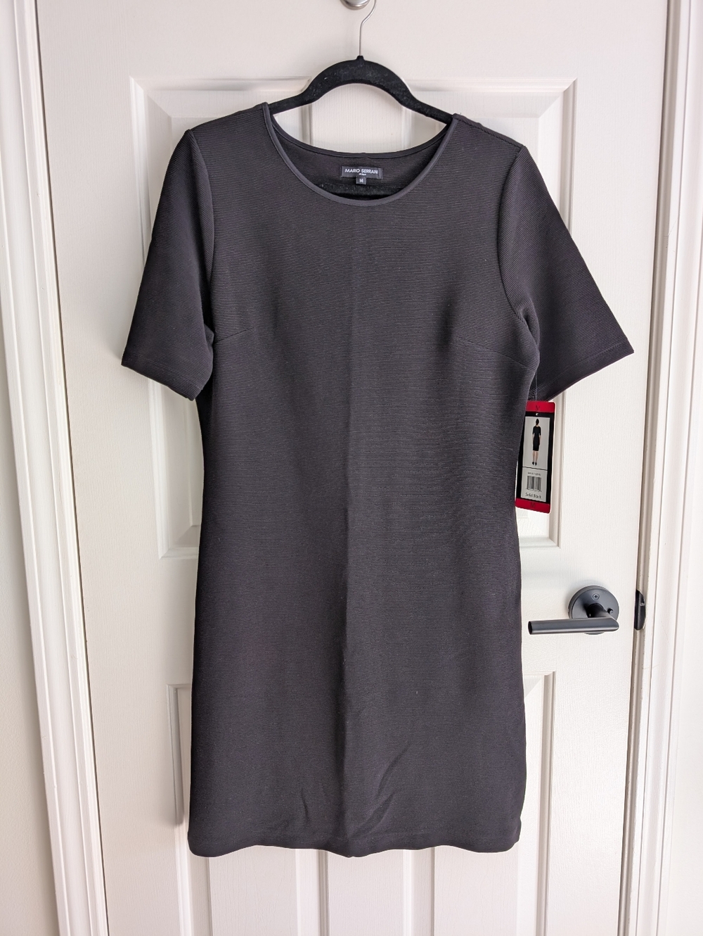 NWT Mario Serrani Little Black Dress, Ribber Textured, Size Medium